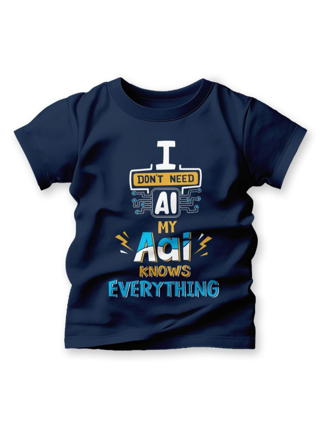 

Adimanav Unisex Kids Typography Printed Round Neck Cotton T-shirt, Navy blue