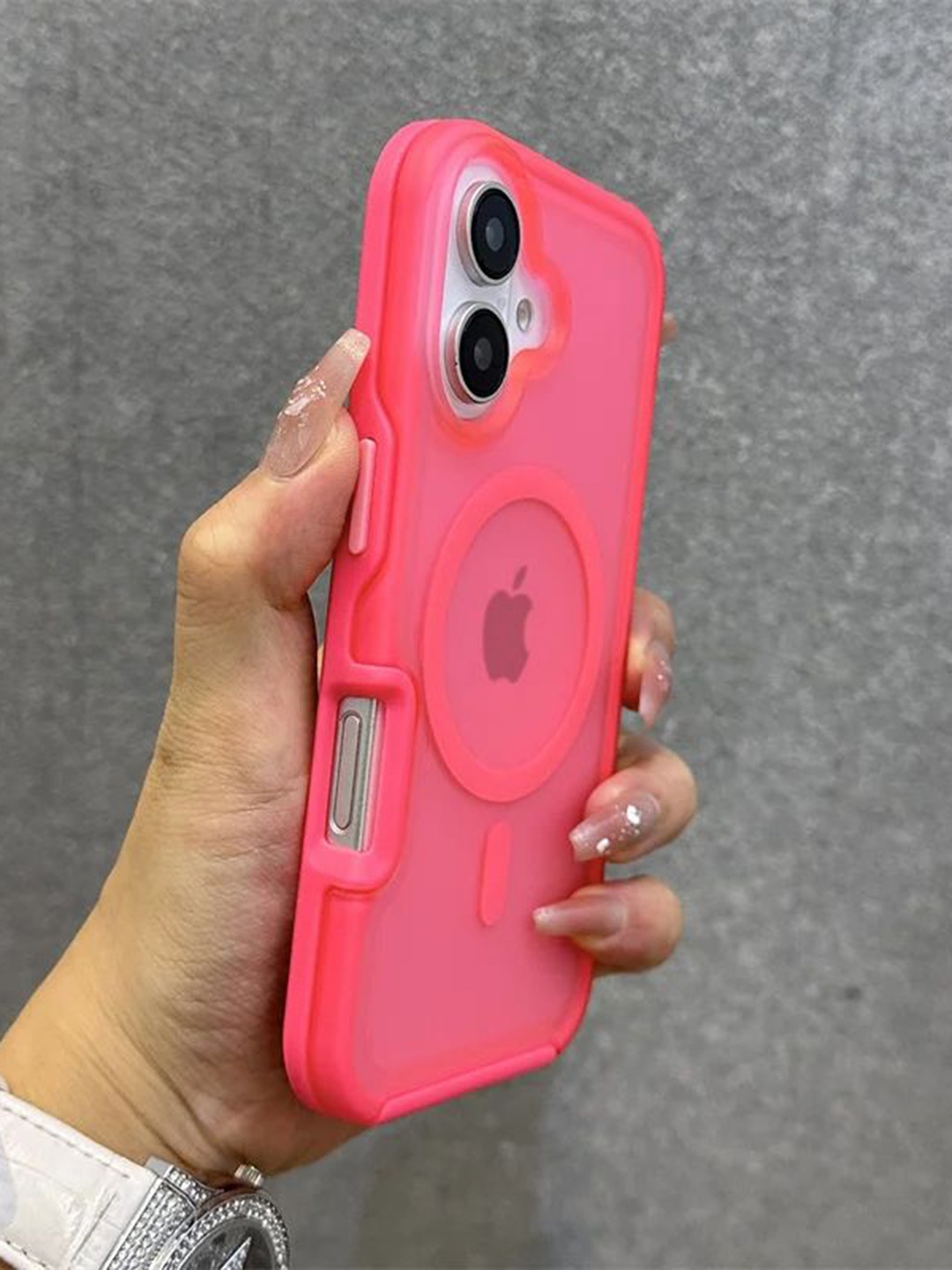 

Luxury Kase LK173 Matte Translucent Armor Shockproof Mag-Safe iPhone 16 Back Case, Rose