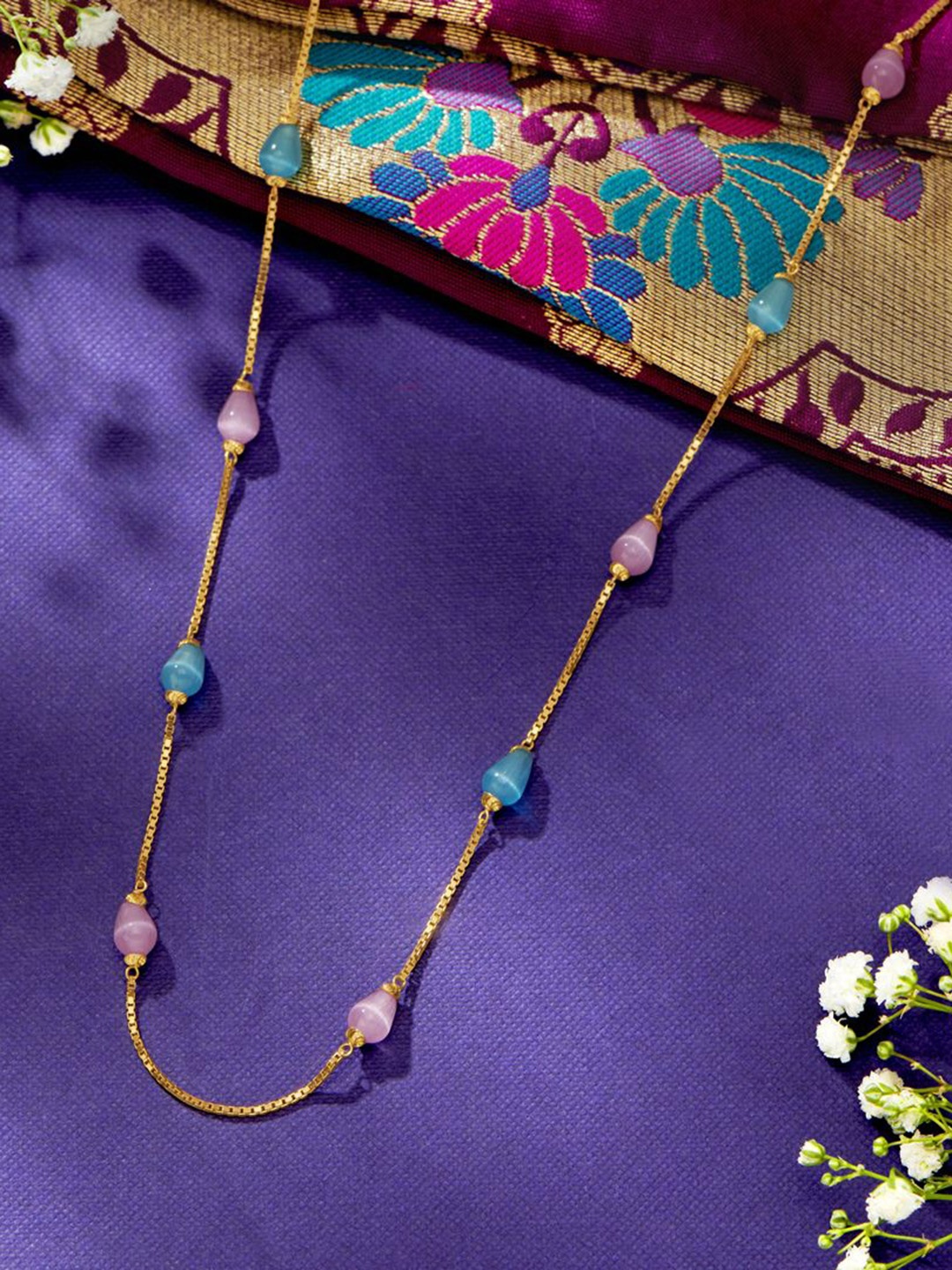 

P N GADGIL JEWELLERS Linear Charm Yellow Gold Long Necklace For Woman