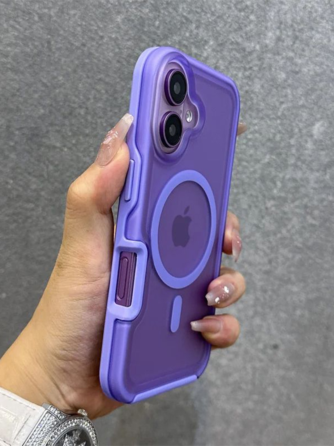 

Luxury Kase LK173 Matte Translucent Armor Shockproof Mag-Safe iPhone 16 Plus Back Case, Lavender