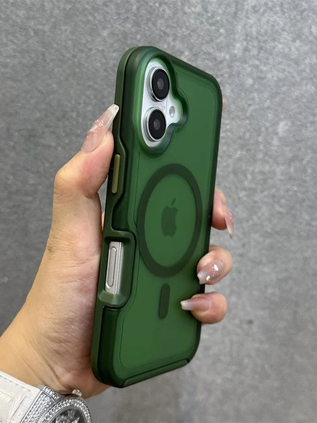 

Luxury Kase LK173 Matte Translucent Armor Shockproof Mag-Safe iPhone 16 Back Case, Green