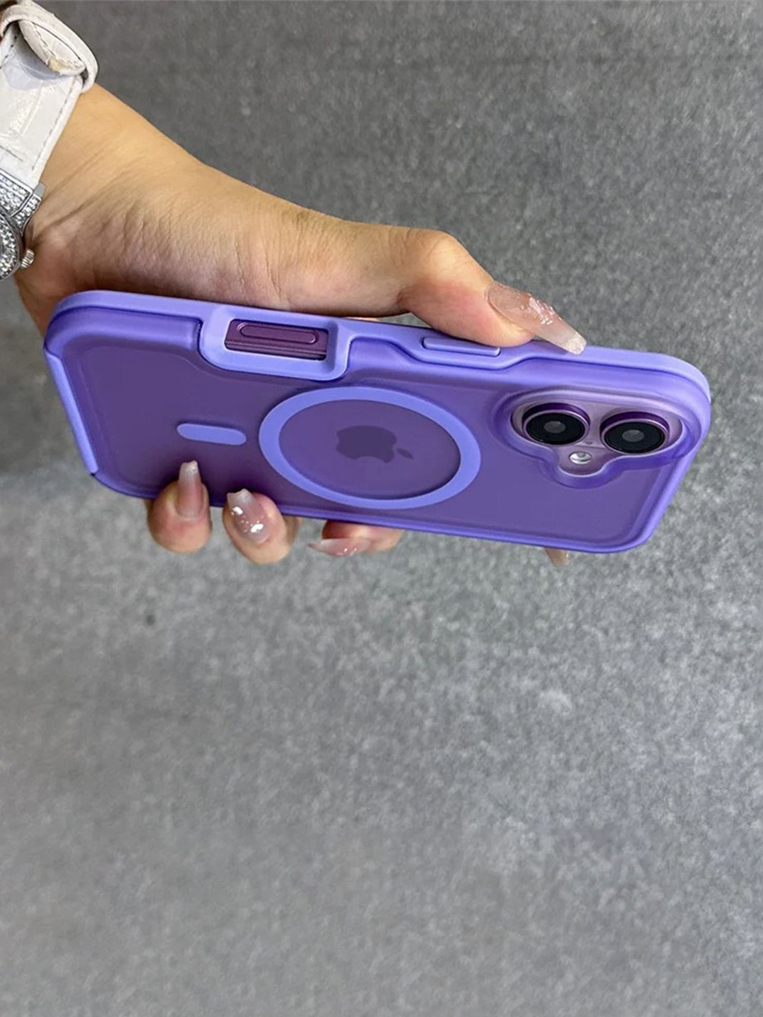 

Luxury Kase LK173 Matte Translucent Armor Shockproof Mag-Safe iPhone 16 Back Case, Lavender