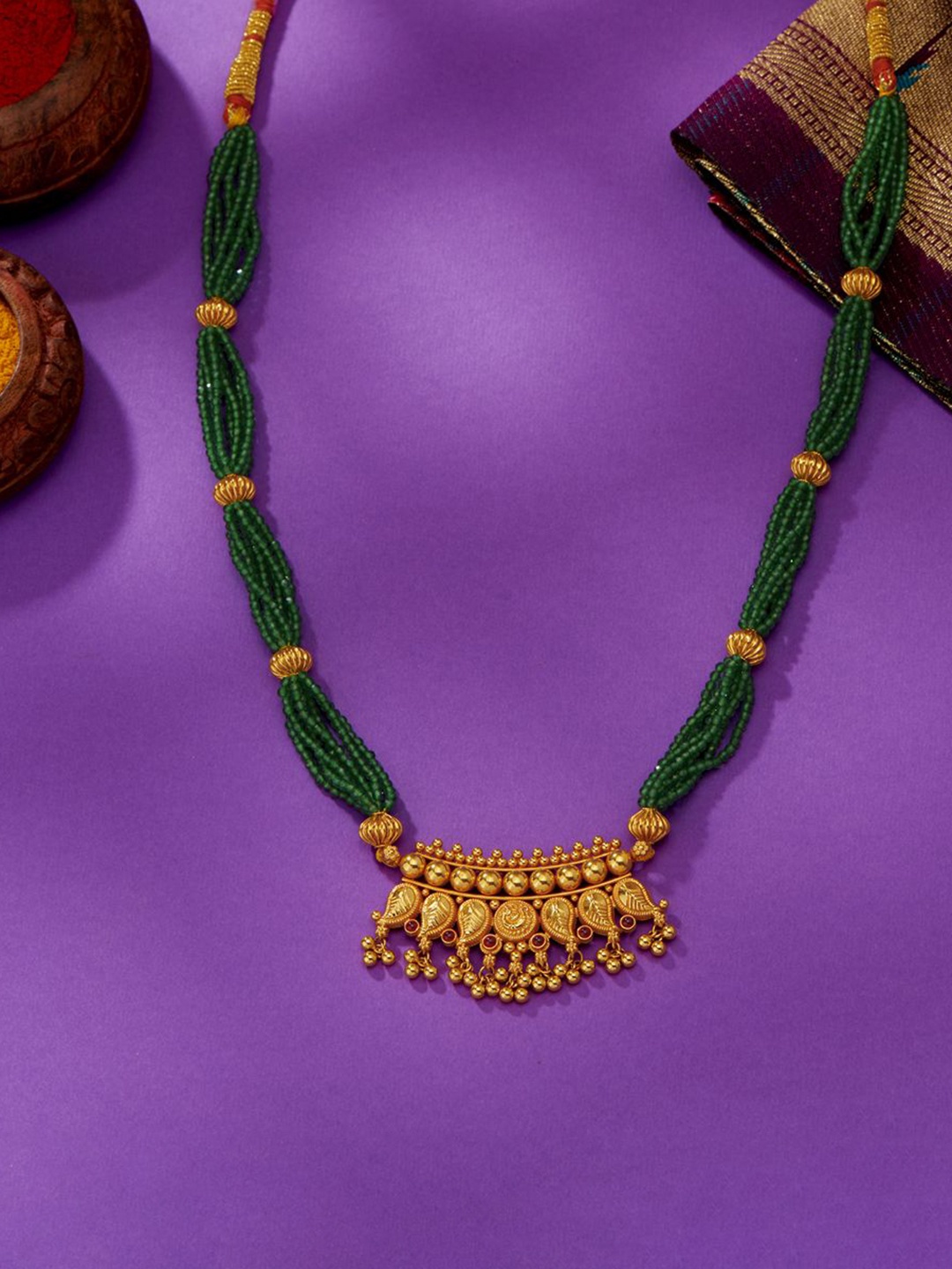 

P N GADGIL JEWELLERS Woman Evergreen Charm 22 Kt Gold Thushi Necklace-8.55gm
