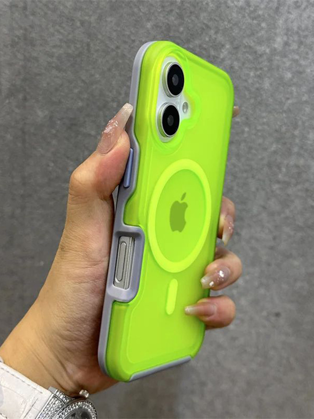 

Luxury Kase LK173 Matte Translucent Armor Shockproof Mag-Safe iPhone 16 Back Case, Lime green
