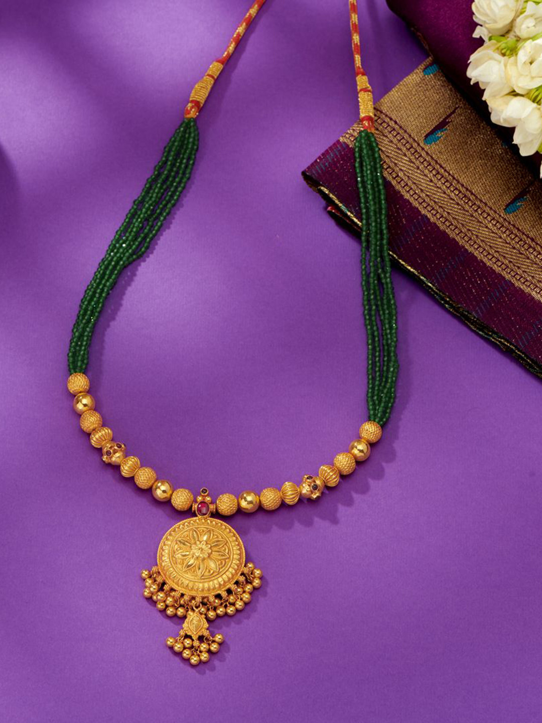 

P N GADGIL JEWELLERS Gokak Mala Yellow Gold Thushi Necklace For Woman