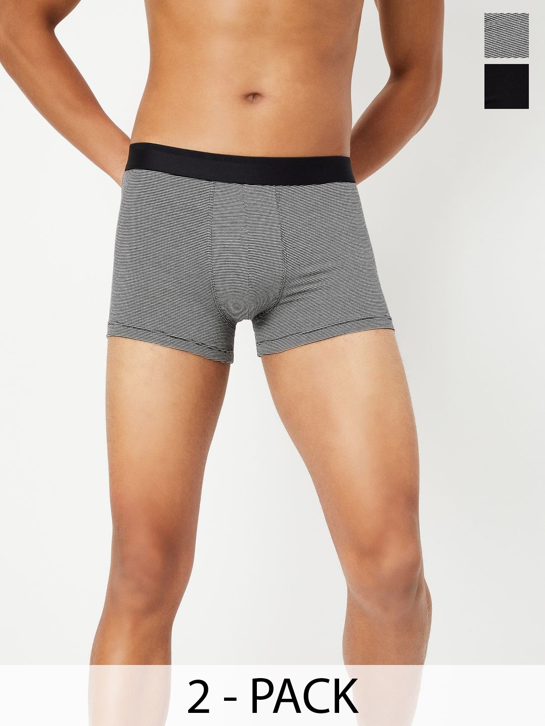 

max Men Cotton Pack Of 2 Printed Trunks 1000014427538, Black