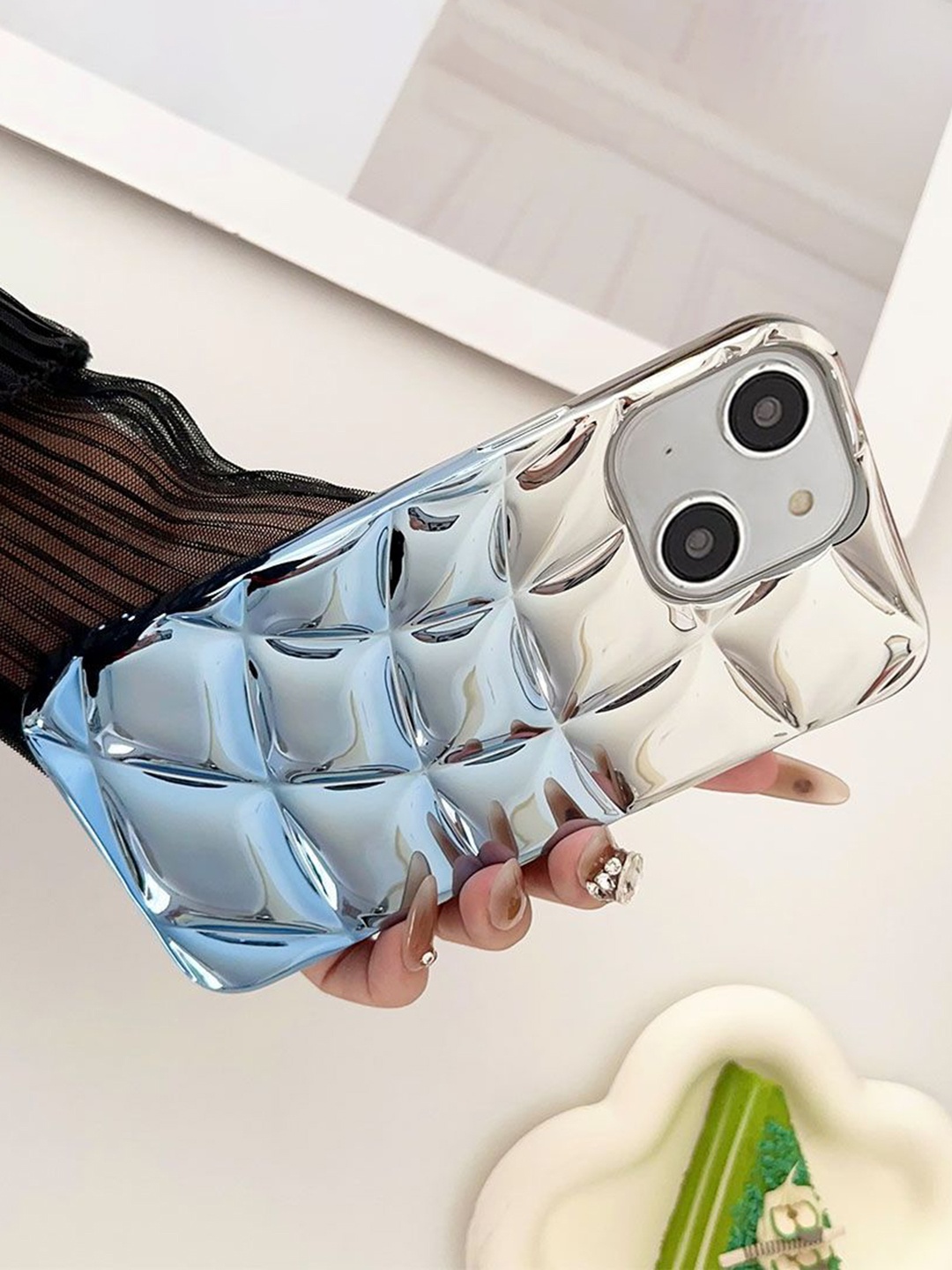 

Luxury Kase LK146 Electroplated Cushion Gradient iPhone 15 Back Case, Blue