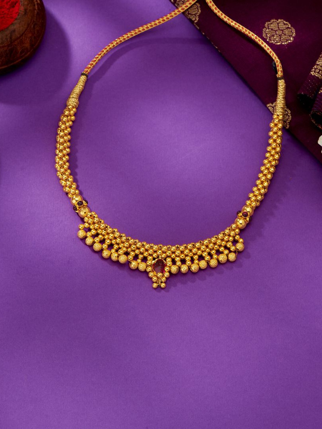 

P N GADGIL JEWELLERS Women Kolhapuri Gold Thushi 4.55gm, Yellow