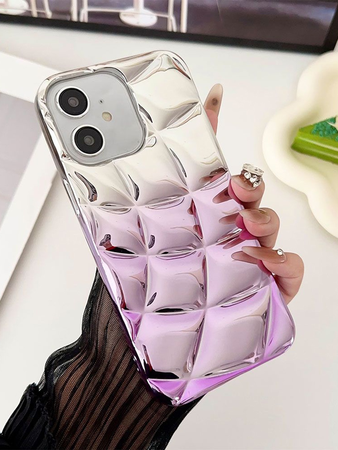 

Luxury Kase LK146 Electroplated Cushion Gradient iPhone 11 Back Case, Purple