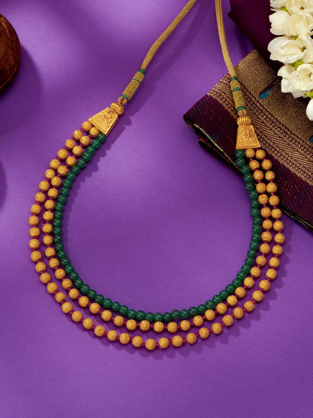 

P N GADGIL JEWELLERS Women Mint Aura 22 Kt Gold Thushi Necklace 5.31gm