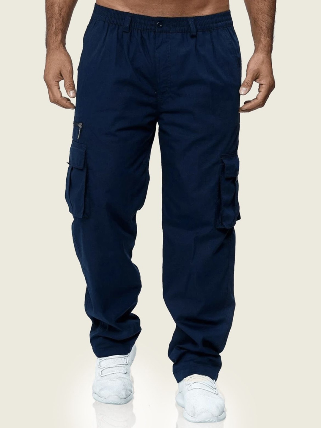 

StyleCast Men Classic Fit Mid-Rise Cargos Trousers, Navy blue