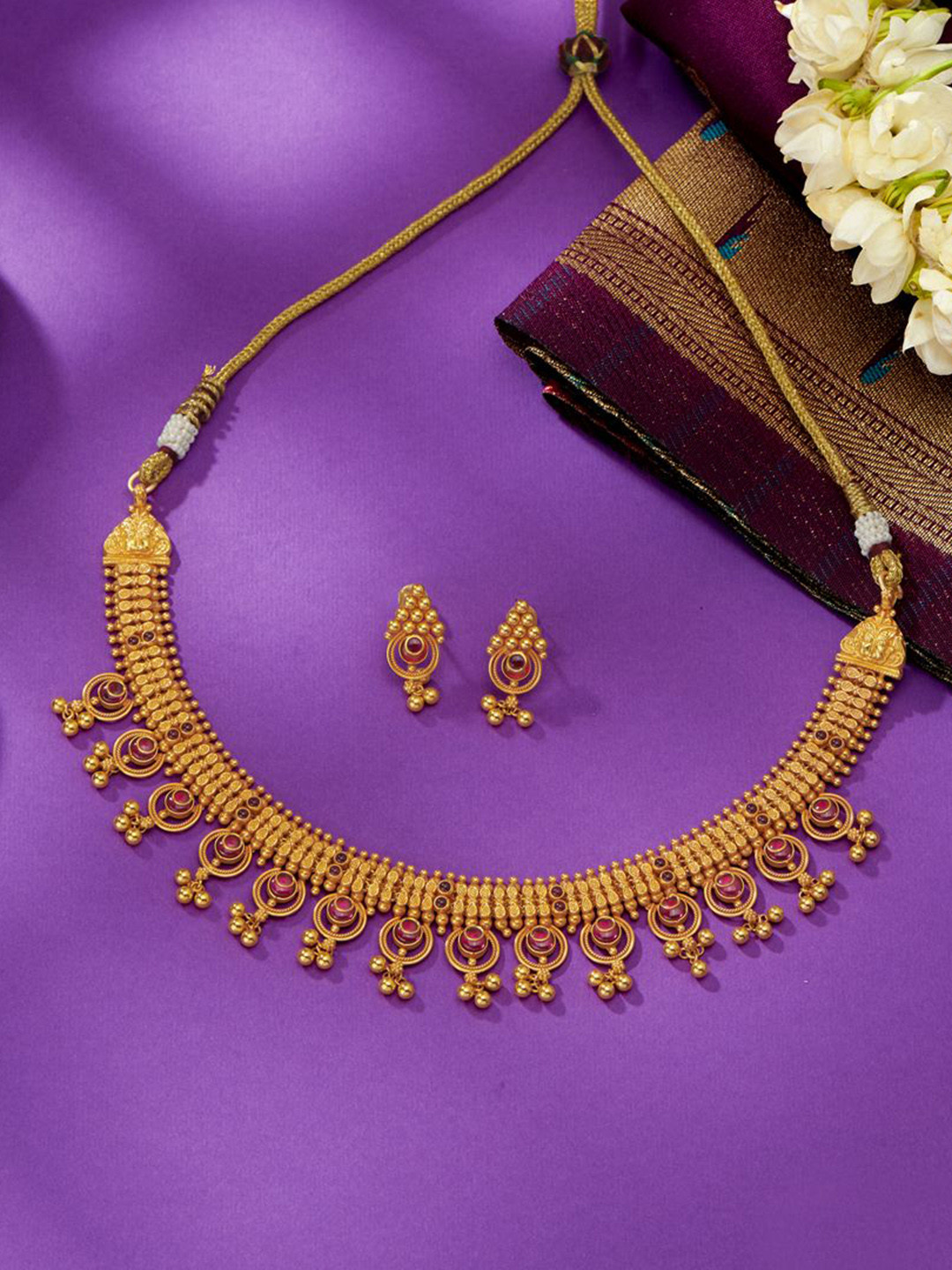 

P N GADGIL JEWELLERS Women Gilded Crimson 22 Kt Gold Necklace 37.82gm, Yellow