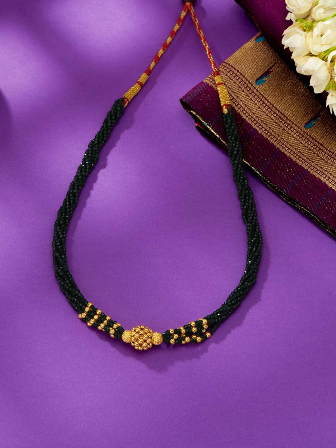 

P N GADGIL JEWELLERS Cultural Yellow Gold Thushi Necklace For Woman