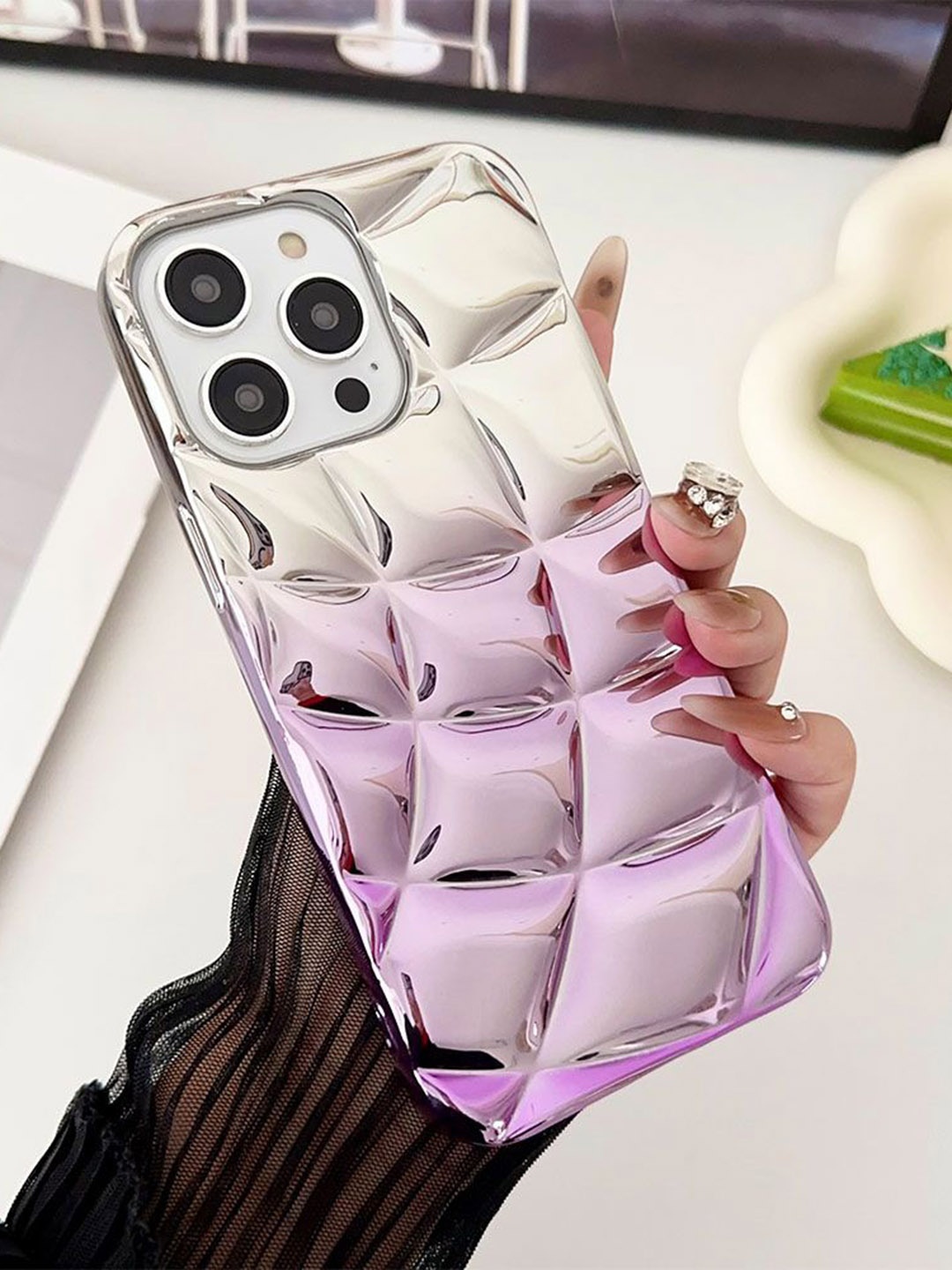 

Luxury Kase LK146 Electroplated Cushion Gradient Case iPhone 13 Pro Max Back Case, Purple