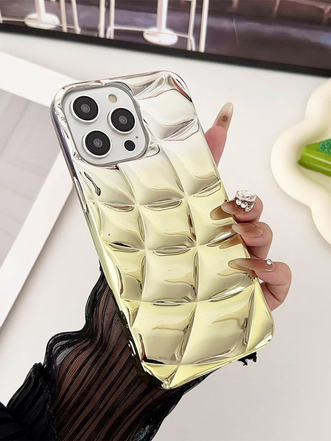 

Luxury Kase LK146 Electroplated Cushion Gradient iPhone 12 Pro Back Case, Yellow