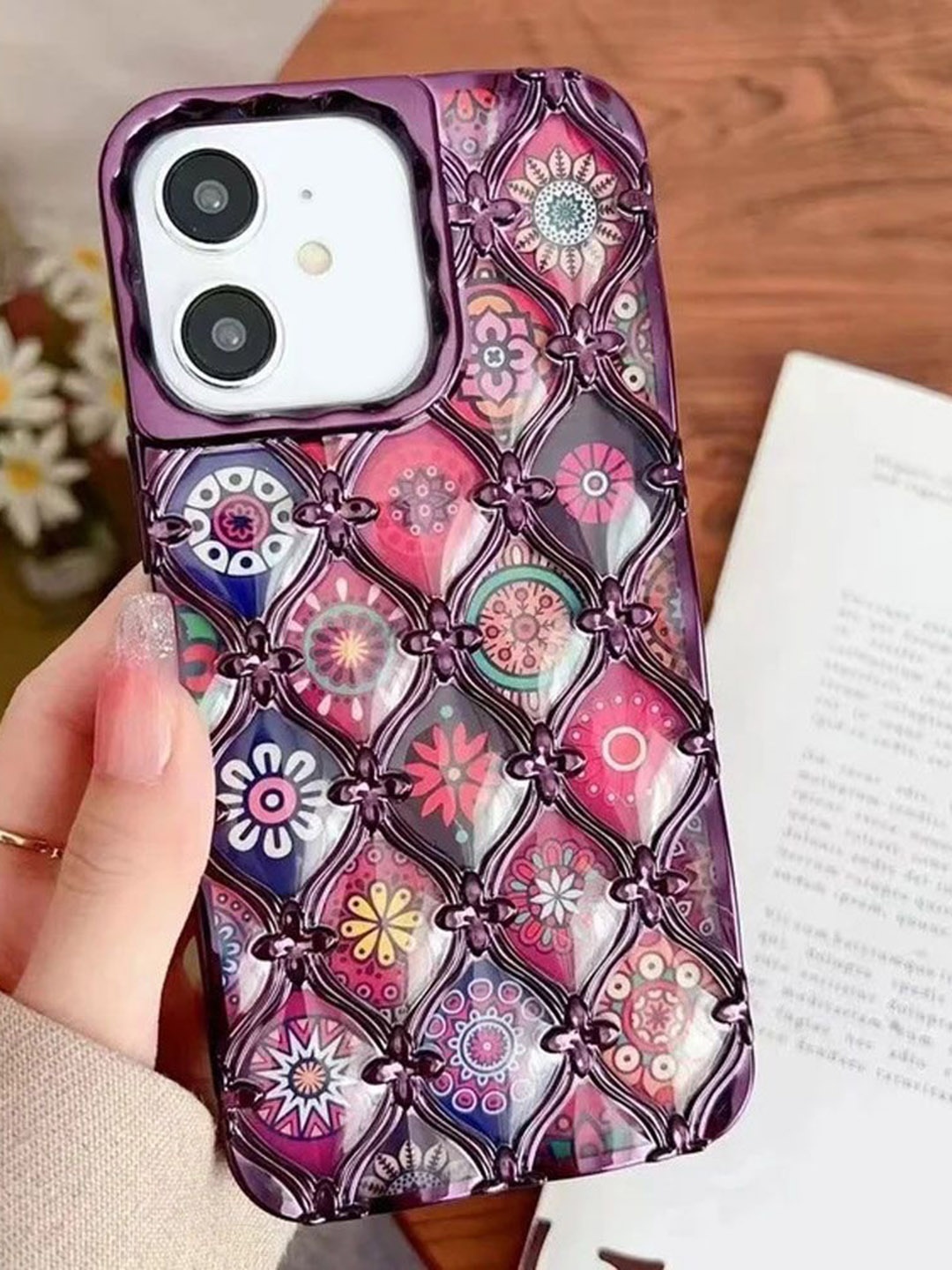 

Luxury Kase LK125 Electroplated Shell Star Flower Pattern iPhone 11 Back Case, Purple