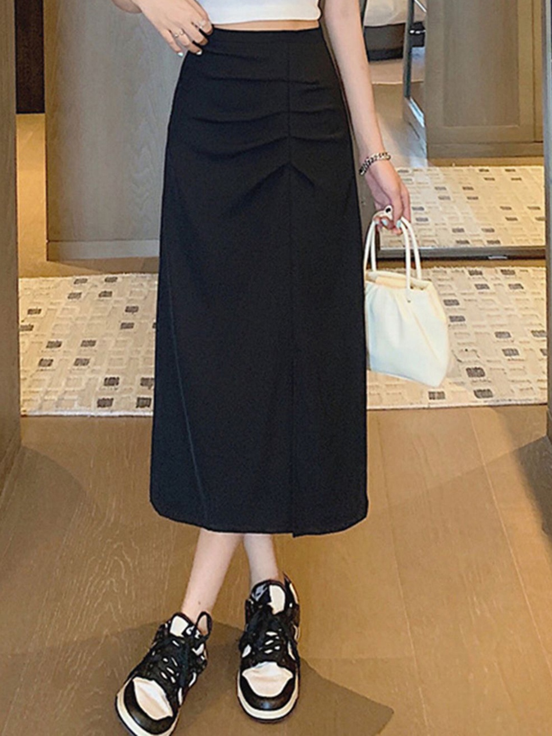 

StyleCast Women Mid Rise Straight Midi Skirts, Black