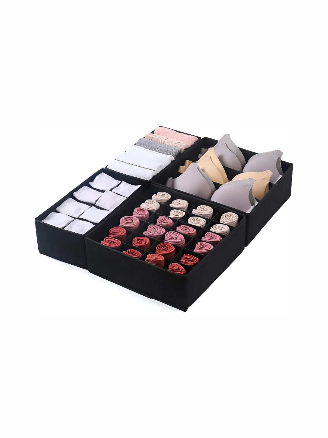 

FAVRIA Black 4 Pieces Foldable Multi-Utility Organisers