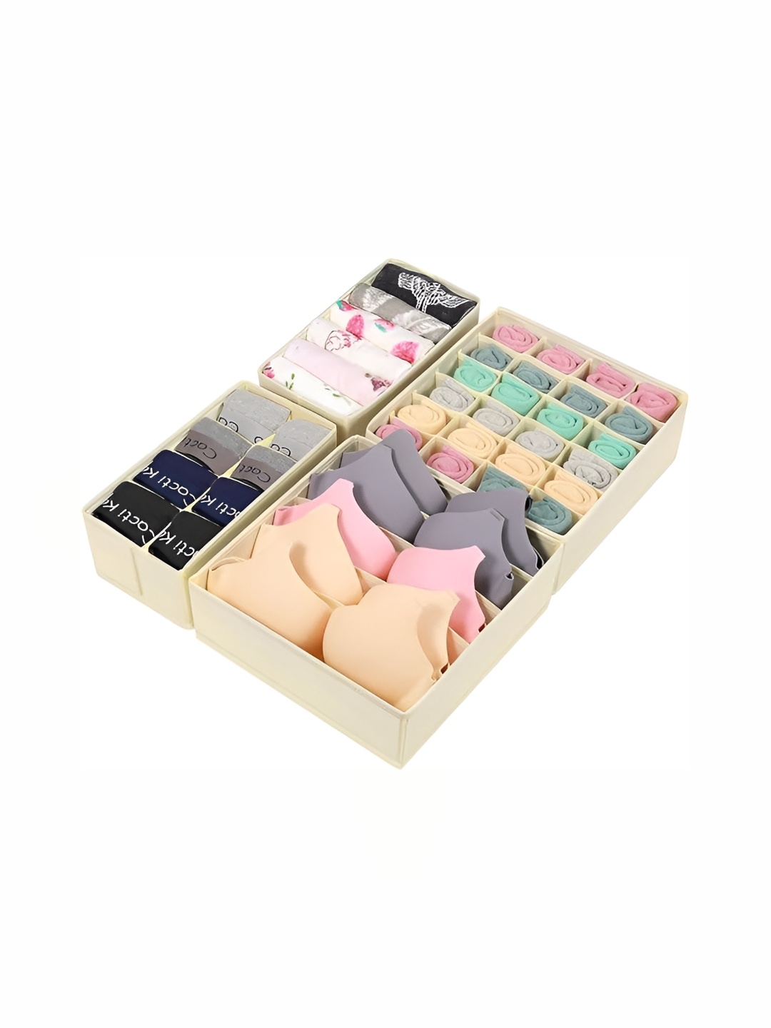 

FAVRIA Beige 4 Pieces Foldable Multi-Utility Organisers
