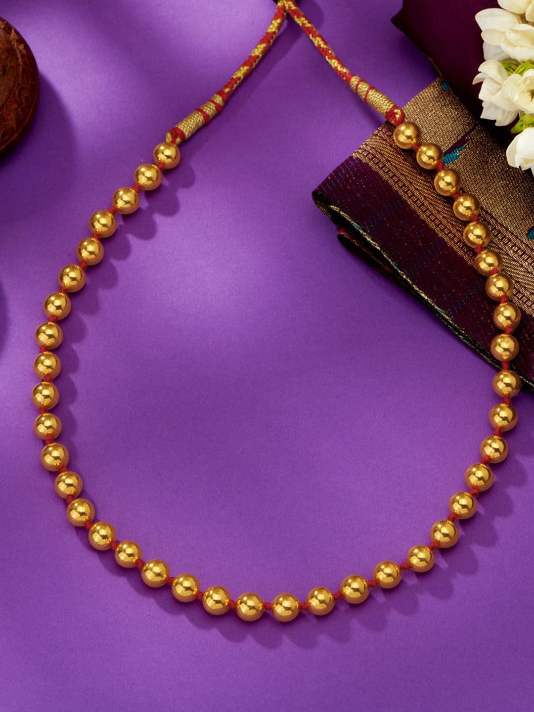 

P N GADGIL JEWELLERS Woman Ornate Yellow 22 Kt Gold Thushi Necklace