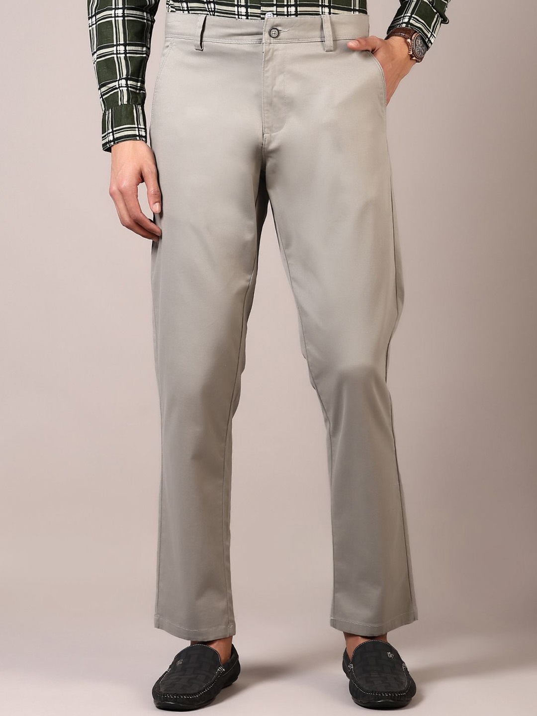 

V-Mart Men Mid-Rise Chinos Trousers, Grey