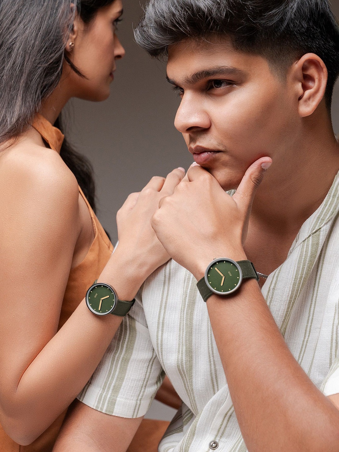

JOON Unisex Brass Printed Dial & Bracelet Style Straps Analogue Watch Mara, Olive
