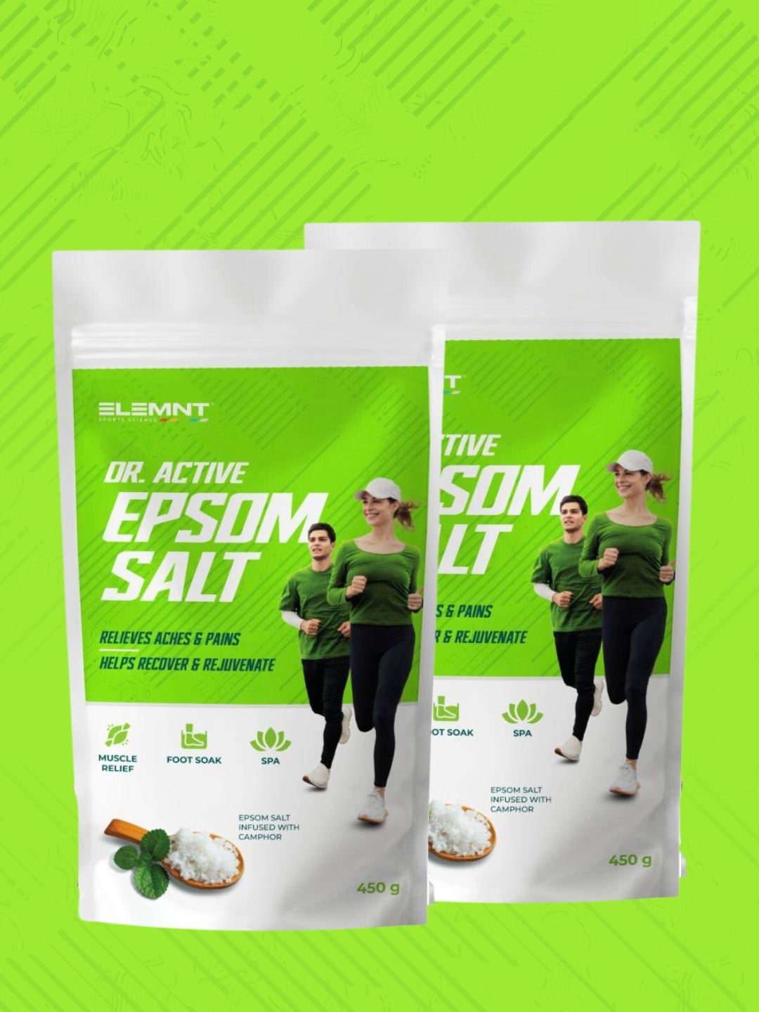 

Elemnt Sports Science Set Of 2 Dr.Active Epsom Salt - 450 g Each, White
