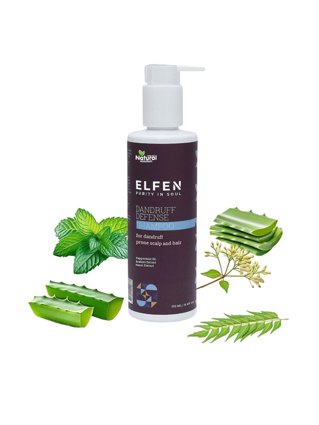 

ELFEN Dandruff Defence Shampoo With Peppermint Oil, Brahmi & Neem Extract - 250 ml, White