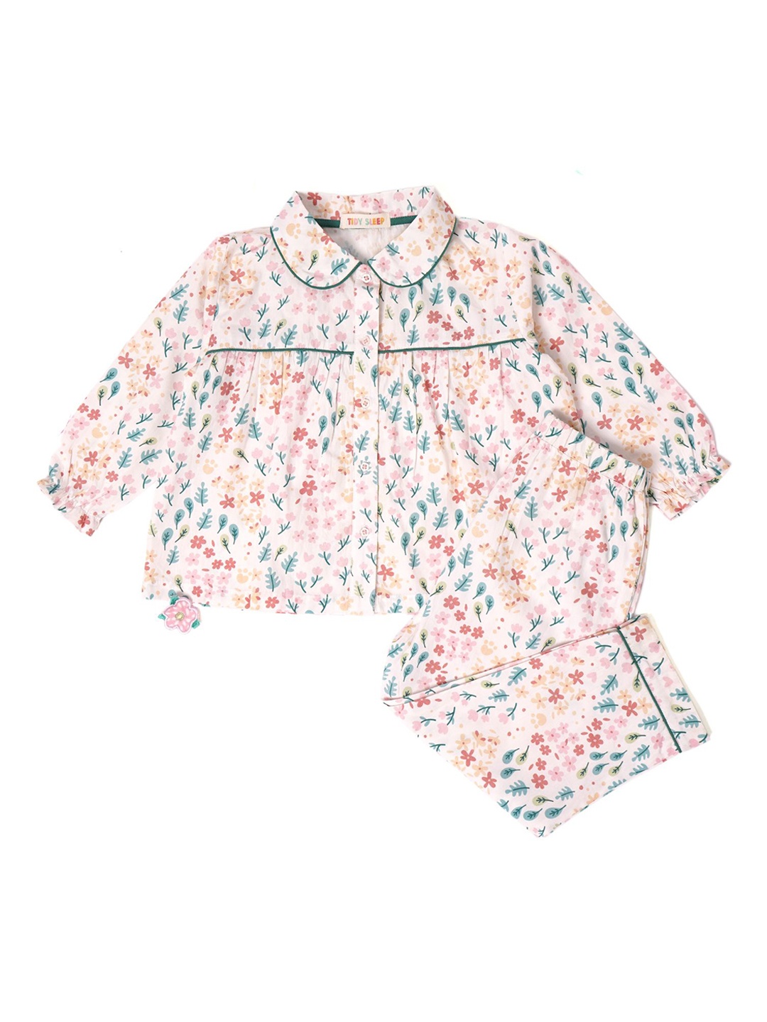 

TIDY SLEEP Girls Printed Night suit, White