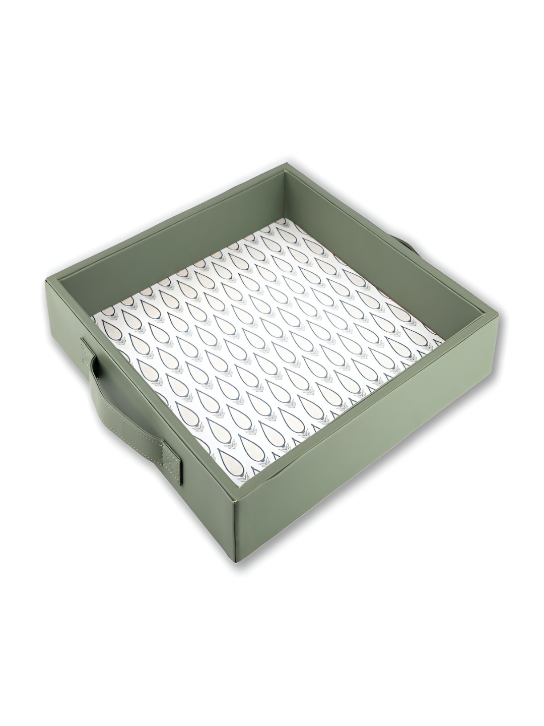 

BIRCH & CO. Green 5 Pieces Geometric Printed Wooden Serving Tray With Coasters