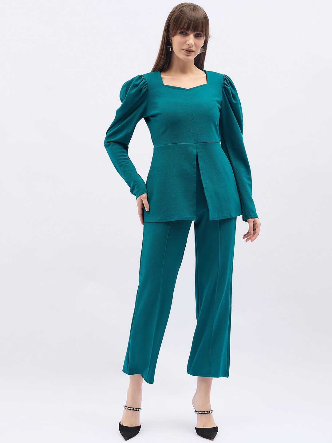 

DressBerry Square Neck Top With Trousers Co-Ords Set, Blue