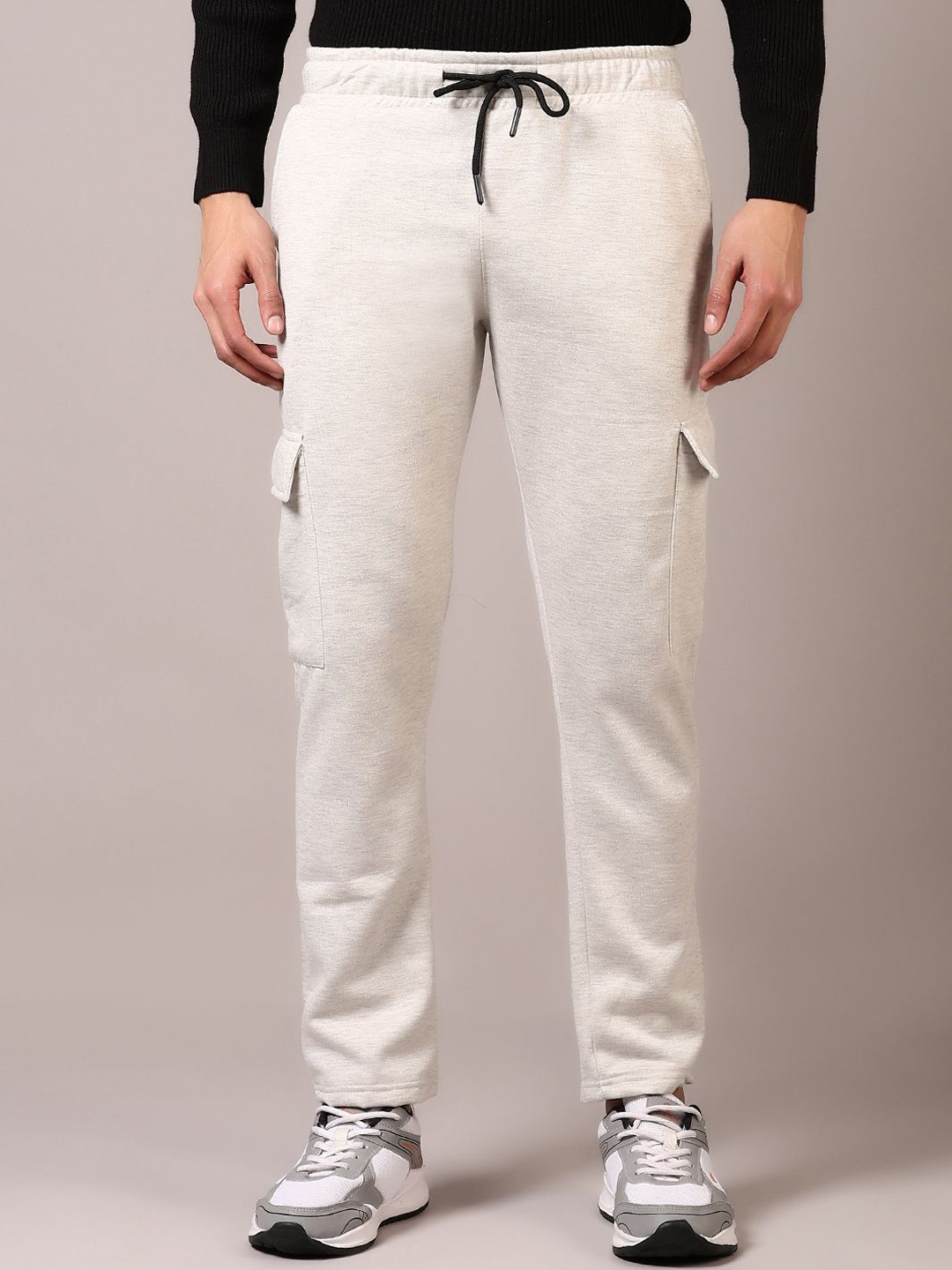 

V-Mart Men Regular Fit Cotton Cargo Track Pant, Off white