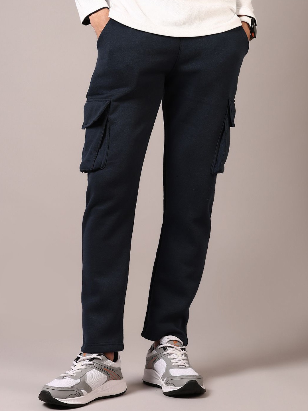 

V-Mart Men Cotton Cargo Track Pant, Navy blue