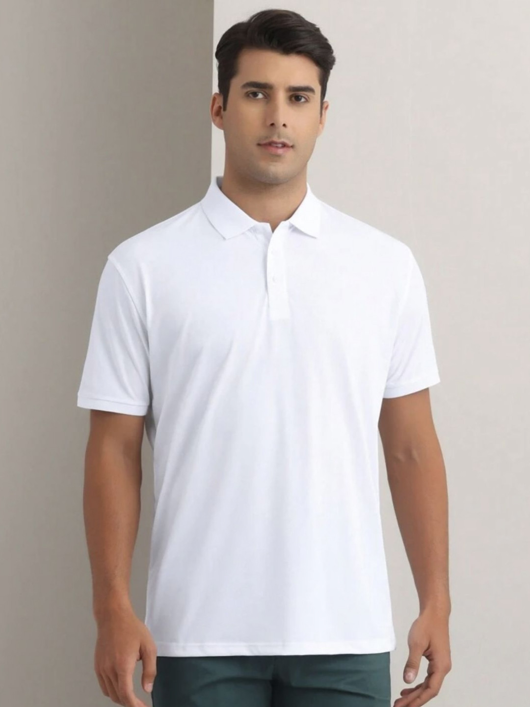 

StyleCast Men Solid Polo Collar Cotton T-shirt, White