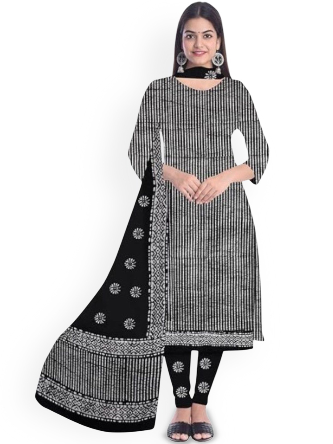 

Farooq Dyeing Printed Pure Cotton Unstitched Dress Material, Black