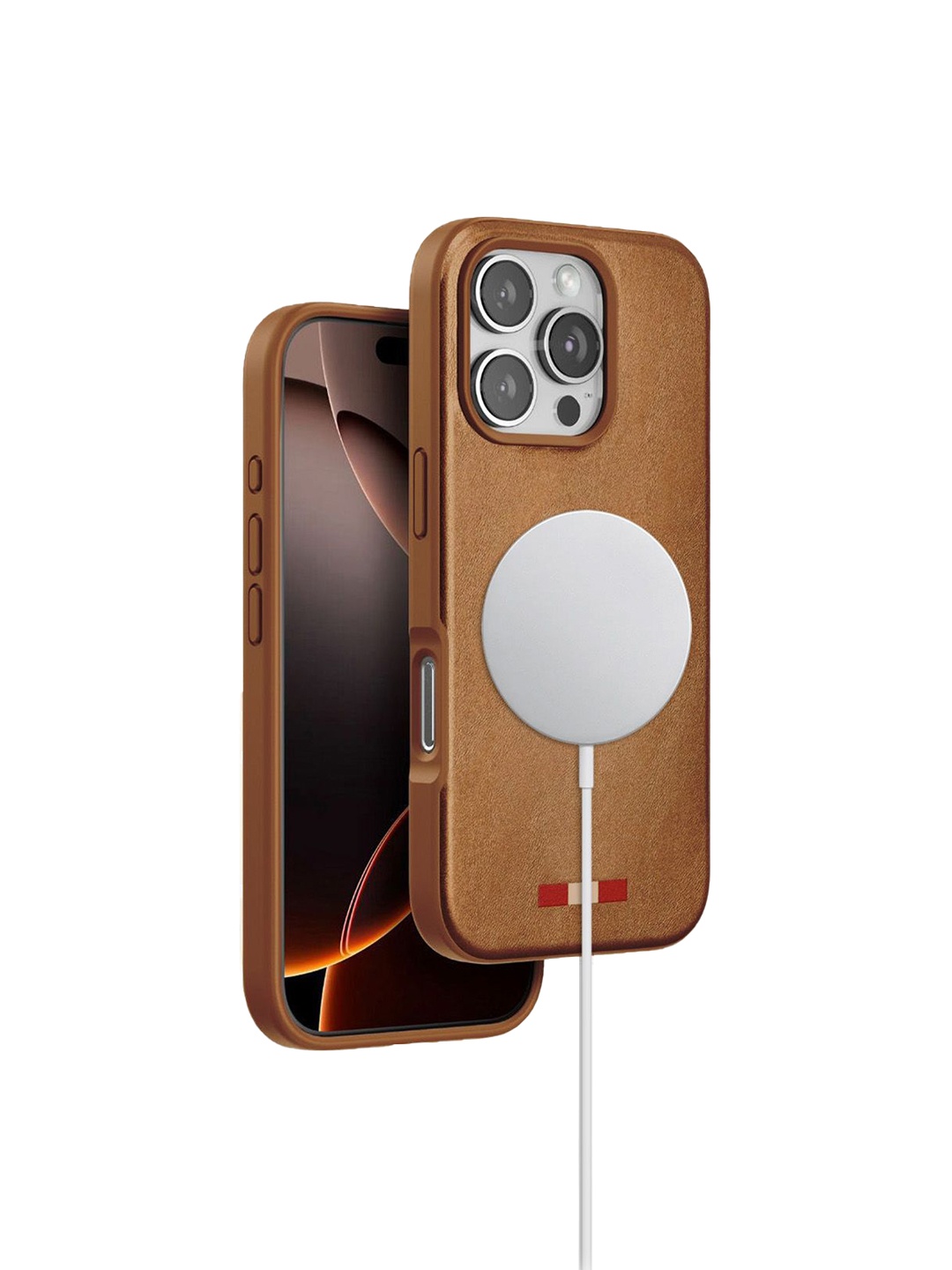 

TREEMODA Magsafe Leather iPhone 15 Pro Max Back Case, Brown