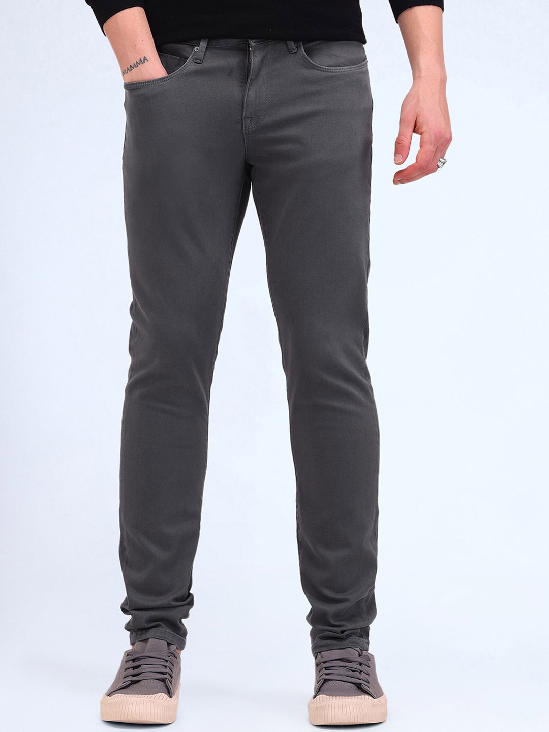 

Flying Machine Men Skinny Fit Mid-Rise Jeans, Grey