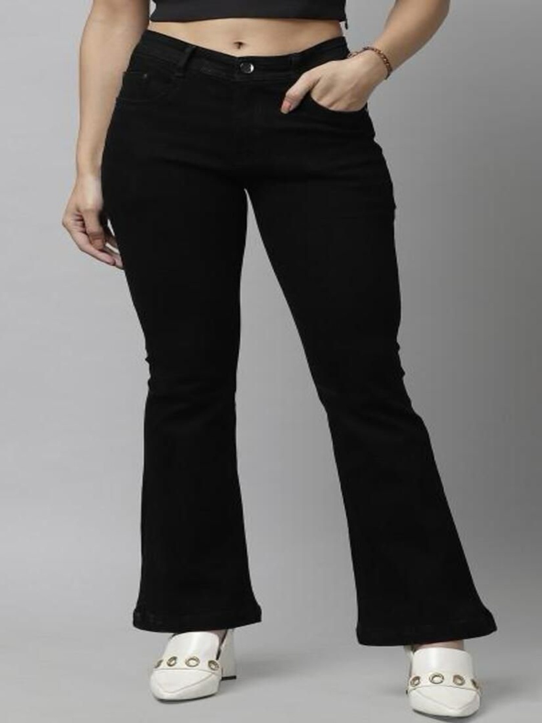

Perfect Outlet Women Bootcut High-Rise Stretchable Jeans, Black