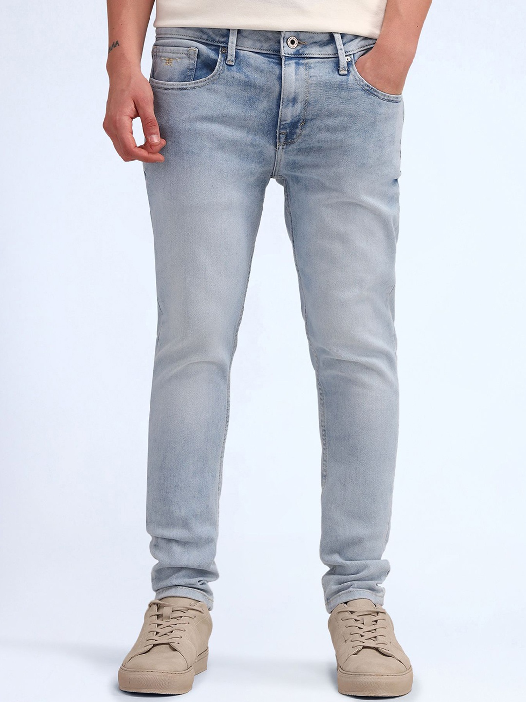 

Flying Machine Men Skinny Fit Heavy Fade Jeans, Blue