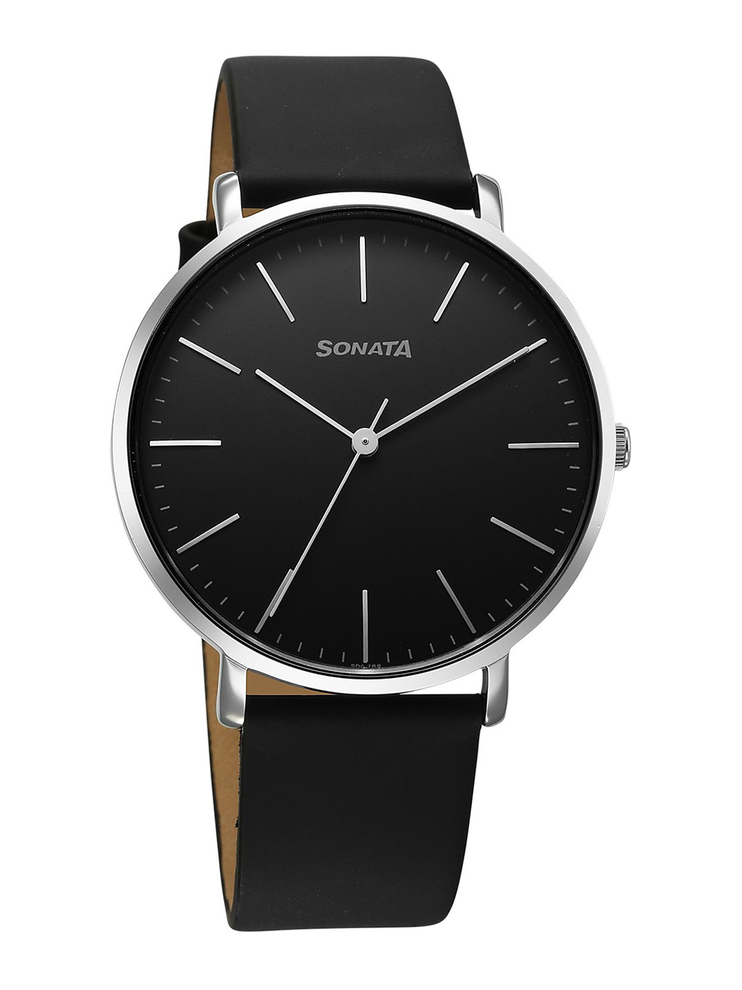 

Sonata Men Brass Dial & Leather Straps Analogue Watch 77150SL02, Black