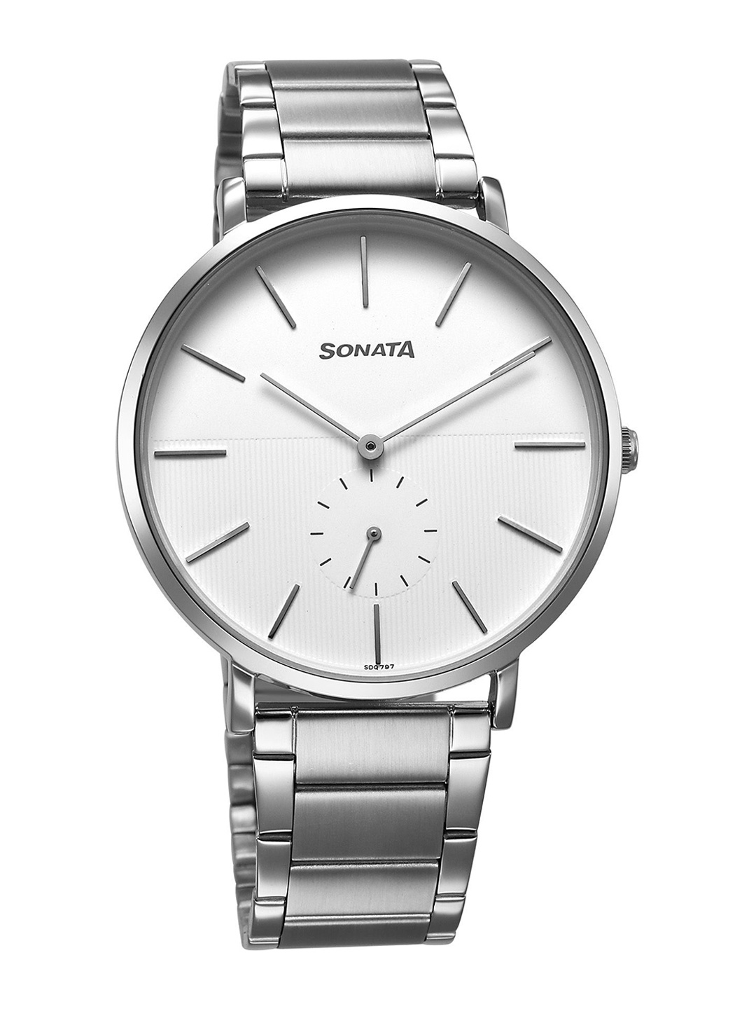 

Sonata Men Brass Dial & Stainless Steel Bracelet Style Straps Analogue Watch 77150SM03, Silver