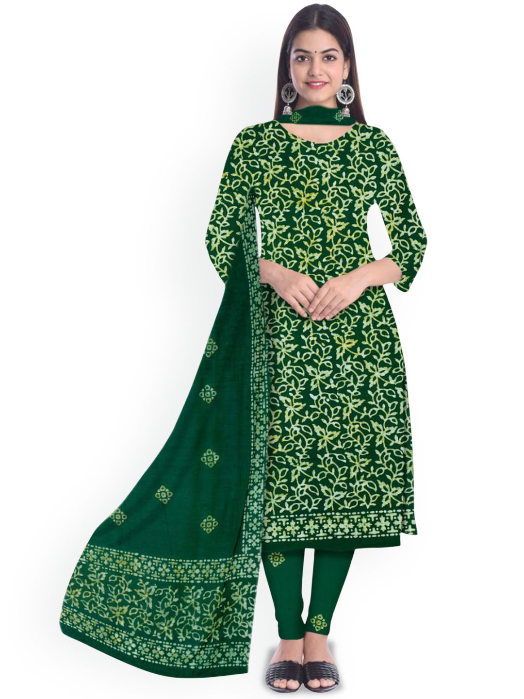 

Farooq Dyeing Printed Pure Cotton Unstitched Dress Material, Green