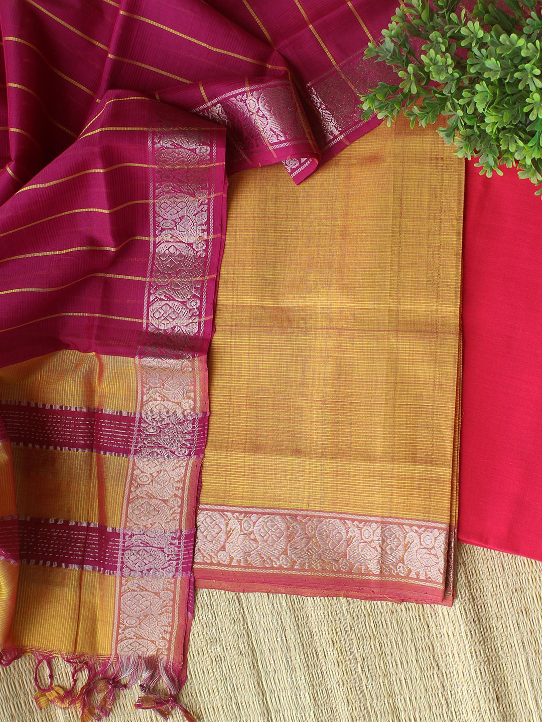 

Weaves of Tradition Unstitched Dress Material, Yellow