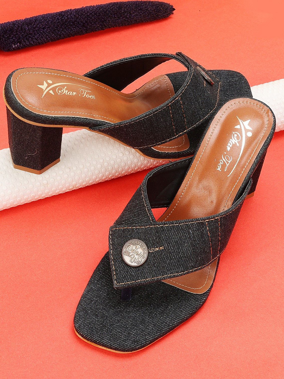 

STARTOES Block Sandals, Black