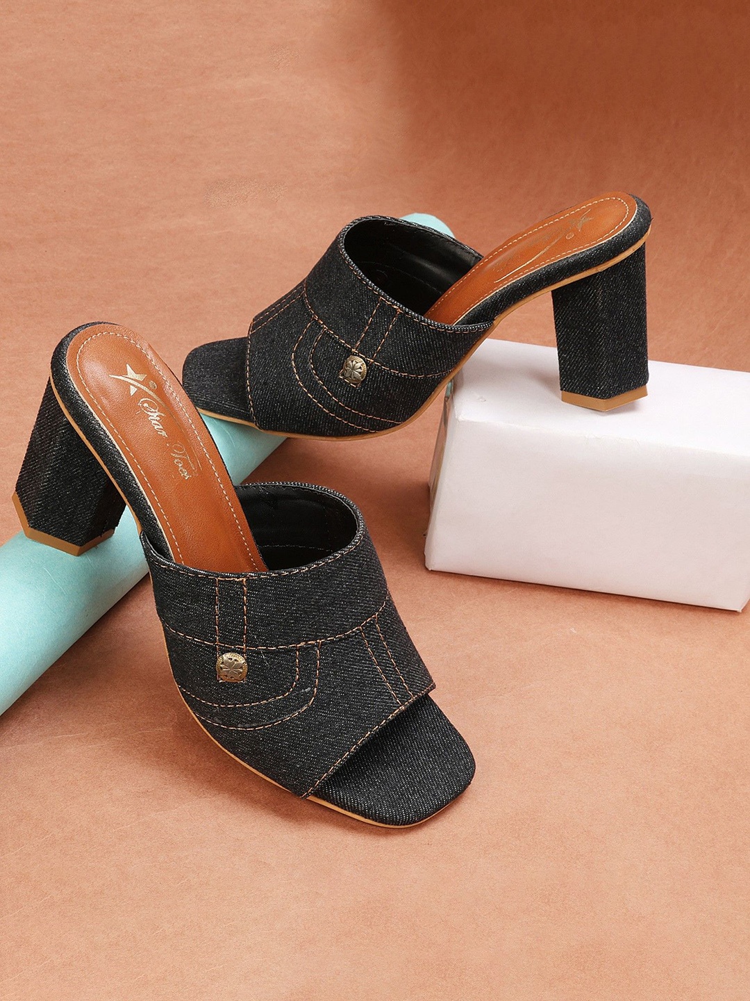 

STARTOES Block Sandals, Black