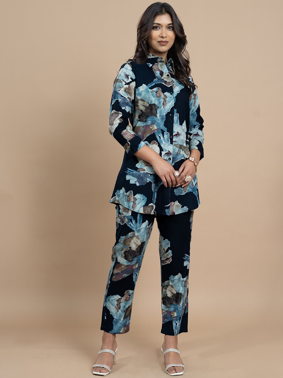 

VIRICA Printed Shirt With Trouser Co -Ords, Blue