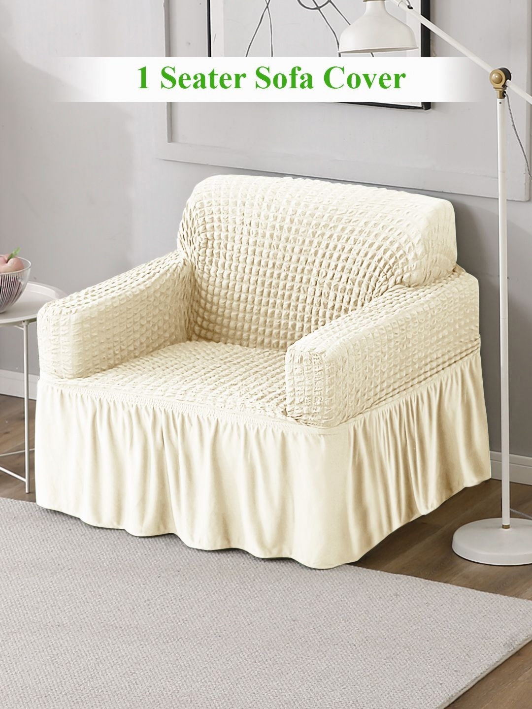 

HOKIPO Cream-Coloured 1 seater Polyester Sofa Cover