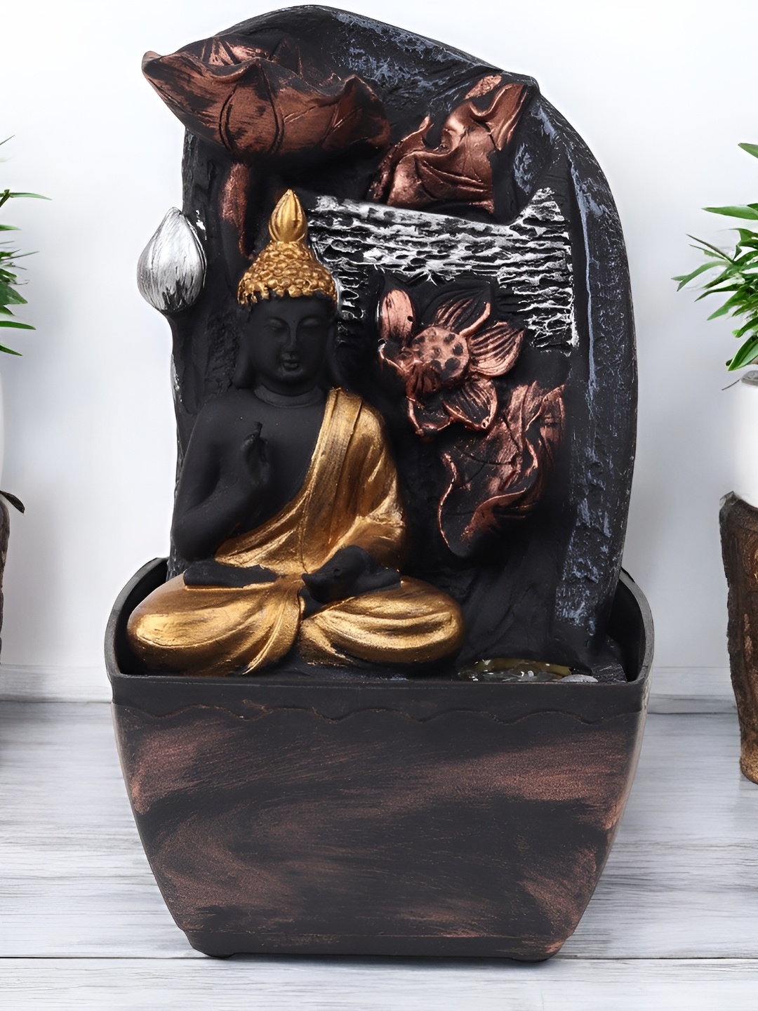 

VIVARS CRAFT Black Lord Buddha Water Fountains With Led Lights