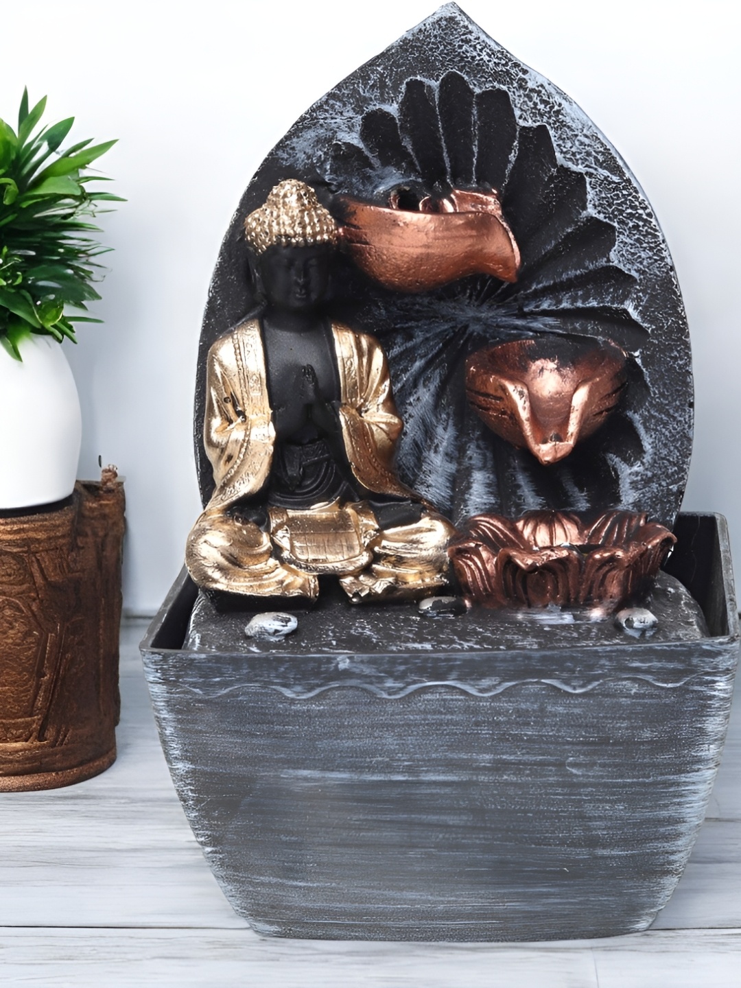 

VIVARS CRAFT Black Lord Buddha Water Fountains With Led Lights