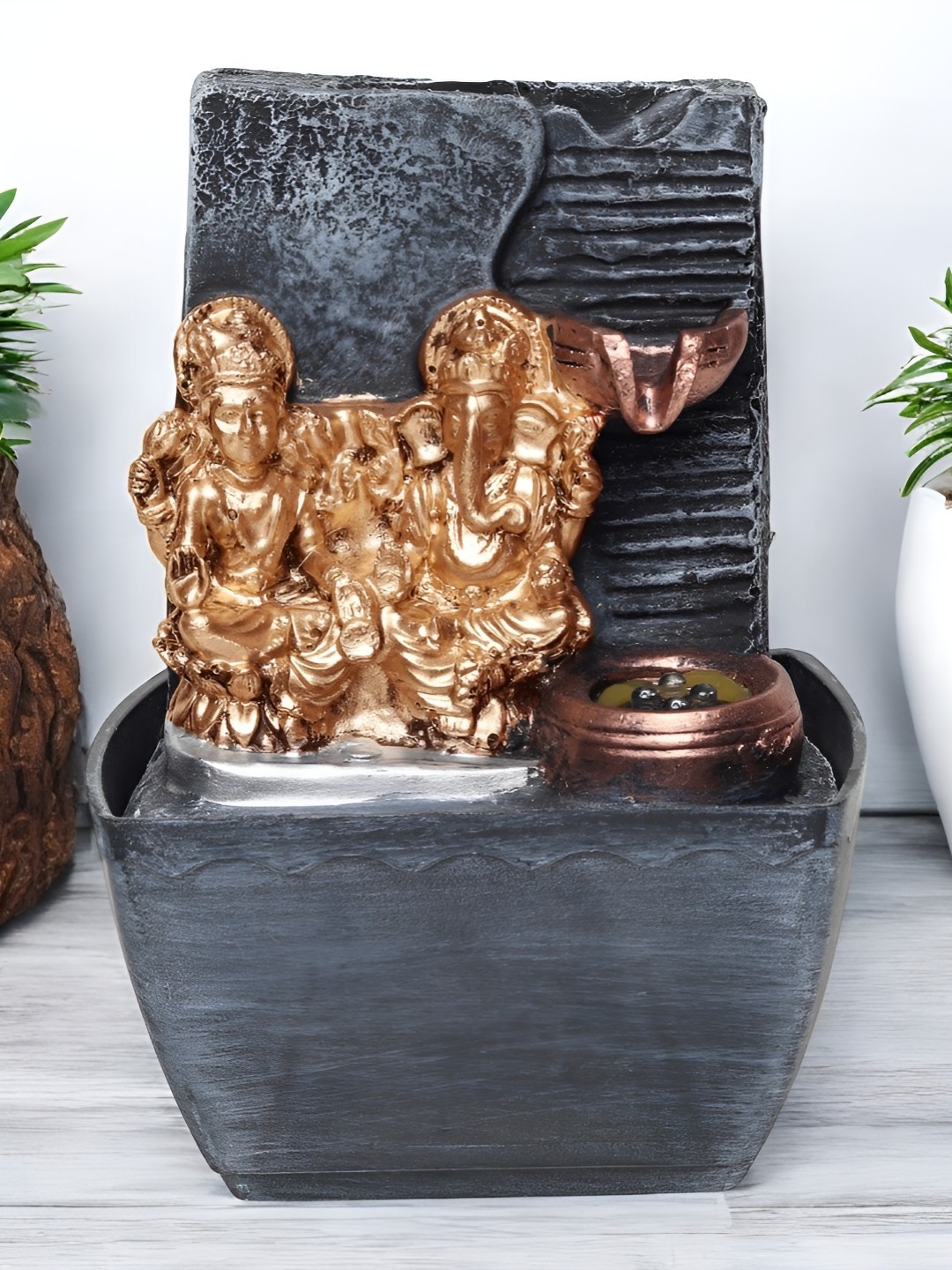 

VIVARS CRAFT Black Lord Ganesha Water Fountains With Led Lights